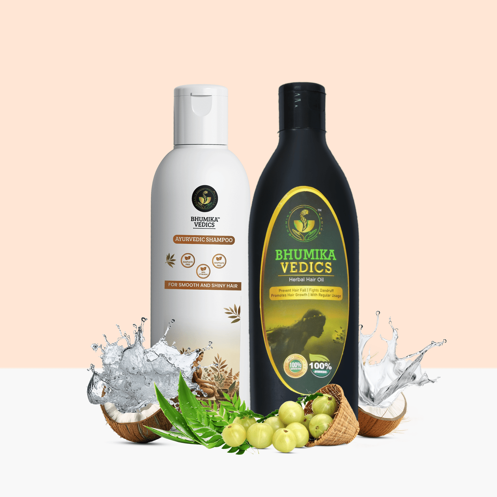 Ayurvedic Shampoo 200ml + Herbal Oil 200ml combo